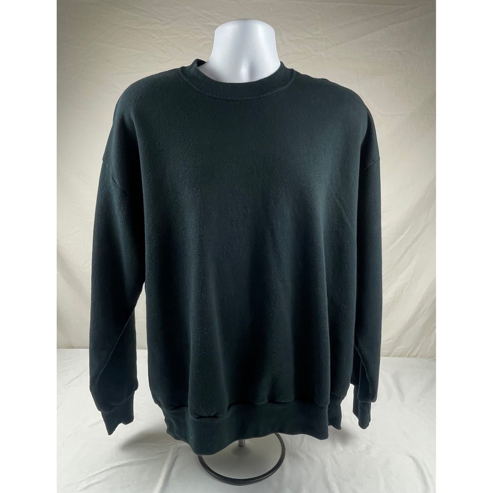 VINTAGE JERZEES NUBLEND CREWNEC SWEETSHIRT BLK BLANK PULLOVER 90S MADE IN MEX XL